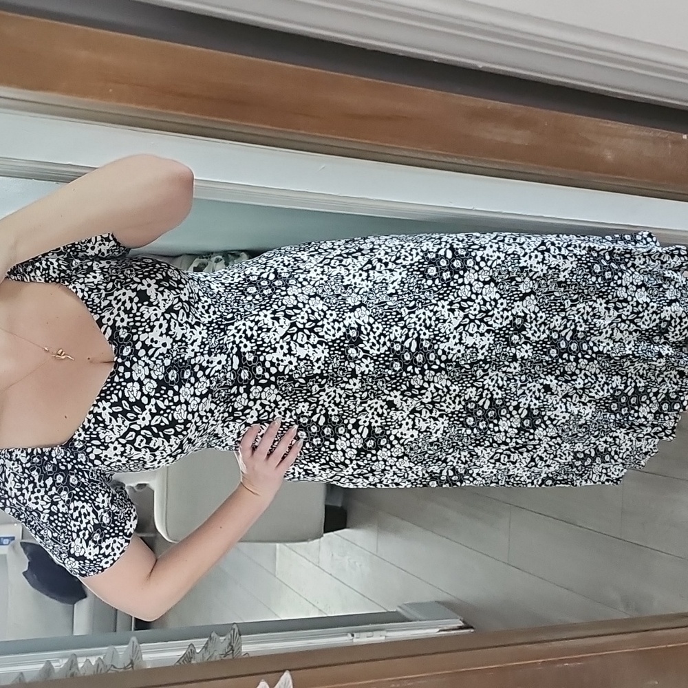 M&S Collection Floral Black and White Dress